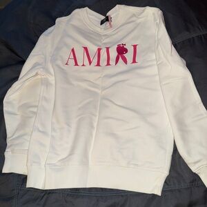 AMIRI Men’s white Sweater with Pink Logo